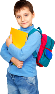 kid wearing his school bag